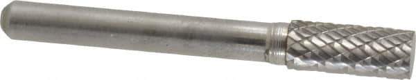 Atrax - 5/16" Cut Diam, 1/4" Shank Diam, Cylinder Head Double Cut Burr - Carbide, Flat End, 3/4" LOC, 2-1/2" OAL - Apex Tool & Supply