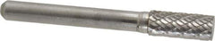 Atrax - 5/16" Cut Diam, 1/4" Shank Diam, Cylinder Head Double Cut Burr - Carbide, Flat End, 3/4" LOC, 2-1/2" OAL - Apex Tool & Supply