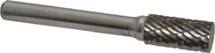 Atrax - 3/8" Cut Diam, 1/4" Shank Diam, Cylinder Head Double Cut Burr - Carbide, Flat End, 3/4" LOC, 2-1/2" OAL - Apex Tool & Supply