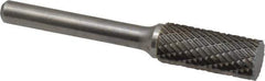 Atrax - 7/16" Cut Diam, 1/4" Shank Diam, Cylinder Head Double Cut Burr - Carbide, Flat End, 1" LOC, 2-3/4" OAL - Apex Tool & Supply