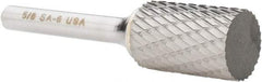 Atrax - 5/8" Cut Diam, 1/4" Shank Diam, Cylinder Head Double Cut Burr - Carbide, Flat End, 1" LOC, 2-3/4" OAL - Apex Tool & Supply