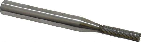Atrax - 5/32" Cut Diam, 1/4" Shank Diam, Cylinder with End Cut Head Single Cut Burr - Carbide, End Cut End, 5/8" LOC, 2" OAL - Apex Tool & Supply