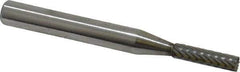 Atrax - 5/32" Cut Diam, 1/4" Shank Diam, Cylinder with End Cut Head Single Cut Burr - Carbide, End Cut End, 5/8" LOC, 2" OAL - Apex Tool & Supply
