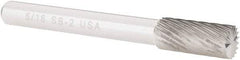 Atrax - 5/16" Cut Diam, 1/4" Shank Diam, Cylinder with End Cut Head Single Cut Burr - Carbide, End Cut End, 3/4" LOC, 2-1/2" OAL - Apex Tool & Supply