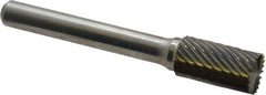 Atrax - 3/8" Cut Diam, 1/4" Shank Diam, Cylinder with End Cut Head Single Cut Burr - Carbide, End Cut End, 3/4" LOC, 2-1/2" OAL - Apex Tool & Supply