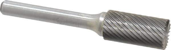 Atrax - 1/2" Cut Diam, 1/4" Shank Diam, Cylinder with End Cut Head Single Cut Burr - Carbide, End Cut End, 1" LOC, 2-3/4" OAL - Apex Tool & Supply