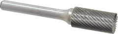 Atrax - 1/2" Cut Diam, 1/4" Shank Diam, Cylinder with End Cut Head Single Cut Burr - Carbide, End Cut End, 1" LOC, 2-3/4" OAL - Apex Tool & Supply