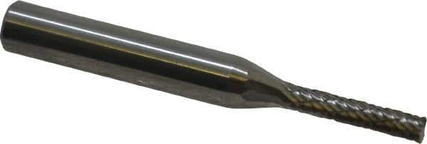 Atrax - 1/8" Cut Diam, 1/4" Shank Diam, Cylinder with End Cut Head Double Cut Burr - Carbide, End Cut End, 1/2" LOC, 2" OAL - Apex Tool & Supply