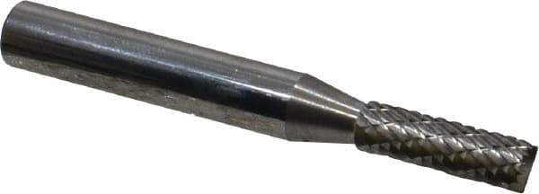 Atrax - 3/16" Cut Diam, 1/4" Shank Diam, Cylinder with End Cut Head Double Cut Burr - Carbide, End Cut End, 5/8" LOC, 2" OAL - Apex Tool & Supply