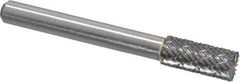 Atrax - 5/16" Cut Diam, 1/4" Shank Diam, Cylinder with End Cut Head Double Cut Burr - Carbide, End Cut End, 3/4" LOC, 2-1/2" OAL - Apex Tool & Supply