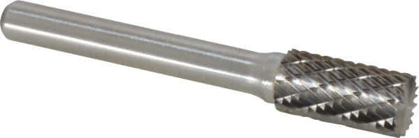 Atrax - 3/8" Cut Diam, 1/4" Shank Diam, Cylinder with End Cut Head Double Cut Burr - Carbide, End Cut End, 3/4" LOC, 2-1/2" OAL - Apex Tool & Supply
