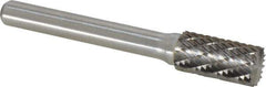 Atrax - 3/8" Cut Diam, 1/4" Shank Diam, Cylinder with End Cut Head Double Cut Burr - Carbide, End Cut End, 3/4" LOC, 2-1/2" OAL - Apex Tool & Supply