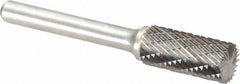Atrax - 7/16" Cut Diam, 1/4" Shank Diam, Cylinder with End Cut Head Double Cut Burr - Carbide, End Cut End, 1" LOC, 2-3/4" OAL - Apex Tool & Supply