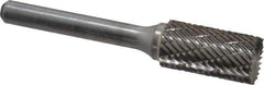 Atrax - 1/2" Cut Diam, 1/4" Shank Diam, Cylinder with End Cut Head Double Cut Burr - Carbide, End Cut End, 1" LOC, 2-3/4" OAL - Apex Tool & Supply