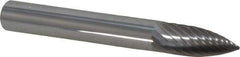 Atrax - 1/4" Cut Diam, 1/4" Shank Diam, Tree Head Single Cut Burr - Carbide, Point End, 5/8" LOC, 2" OAL - Apex Tool & Supply