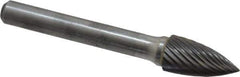 Atrax - 3/8" Cut Diam, 1/4" Shank Diam, Tree Head Single Cut Burr - Carbide, Point End, 3/4" LOC, 2-1/2" OAL - Apex Tool & Supply
