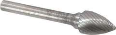 Atrax - 1/2" Cut Diam, 1/4" Shank Diam, Tree Head Single Cut Burr - Carbide, Point End, 3/4" LOC, 2-1/2" OAL - Apex Tool & Supply