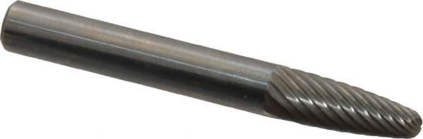 Atrax - 1/4" Cut Diam, 1/4" Shank Diam, Tree with Radius Head Single Cut Burr - Carbide, Radius End, 5/8" LOC, 2" OAL - Apex Tool & Supply