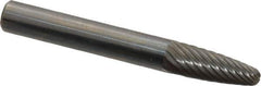 Atrax - 1/4" Cut Diam, 1/4" Shank Diam, Tree with Radius Head Single Cut Burr - Carbide, Radius End, 5/8" LOC, 2" OAL - Apex Tool & Supply