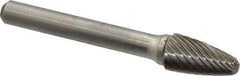 Atrax - 3/8" Cut Diam, 1/4" Shank Diam, Tree with Radius Head Single Cut Burr - Carbide, Radius End, 3/4" LOC, 2-1/2" OAL - Apex Tool & Supply