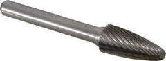 Atrax - 7/16" Cut Diam, 1/4" Shank Diam, Tree with Radius Head Single Cut Burr - Carbide, Radius End, 1" LOC, 2-3/4" OAL - Apex Tool & Supply