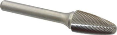 Atrax - 1/2" Cut Diam, 1/4" Shank Diam, Tree with Radius Head Single Cut Burr - Carbide, Radius End, 1" LOC, 2-3/4" OAL - Apex Tool & Supply