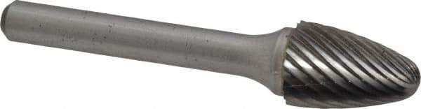 Atrax - 1/2" Cut Diam, 1/4" Shank Diam, Tree with Radius Head Single Cut Burr - Carbide, Radius End, 3/4" LOC, 2-1/2" OAL - Apex Tool & Supply