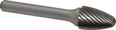 Atrax - 1/2" Cut Diam, 1/4" Shank Diam, Tree with Radius Head Single Cut Burr - Carbide, Radius End, 3/4" LOC, 2-1/2" OAL - Apex Tool & Supply