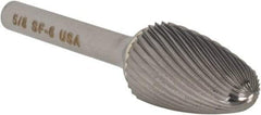 Atrax - 5/8" Cut Diam, 1/4" Shank Diam, Tree with Radius Head Single Cut Burr - Carbide, Radius End, 1" LOC, 2-3/4" OAL - Apex Tool & Supply