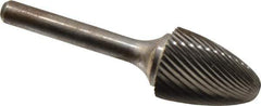 Atrax - 3/4" Cut Diam, 1/4" Shank Diam, Tree with Radius Head Single Cut Burr - Carbide, Radius End, 1" LOC, 2-3/4" OAL - Apex Tool & Supply