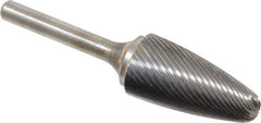 Atrax - 3/4" Cut Diam, 1/4" Shank Diam, Tree with Radius Head Single Cut Burr - Carbide, Radius End, 1-1/2" LOC, 3-1/4" OAL - Apex Tool & Supply