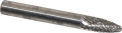 Atrax - 1/4" Cut Diam, 1/4" Shank Diam, Tree with Radius Head Double Cut Burr - Carbide, Radius End, 5/8" LOC, 2" OAL - Apex Tool & Supply
