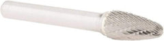 Atrax - 3/8" Cut Diam, 1/4" Shank Diam, Tree with Radius Head Double Cut Burr - Carbide, Radius End, 3/4" LOC, 2-1/2" OAL - Apex Tool & Supply