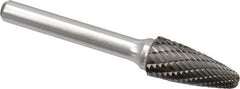 Atrax - 7/16" Cut Diam, 1/4" Shank Diam, Tree with Radius Head Double Cut Burr - Carbide, Radius End, 1" LOC, 2-3/4" OAL - Apex Tool & Supply