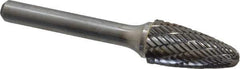 Atrax - 1/2" Cut Diam, 1/4" Shank Diam, Tree with Radius Head Double Cut Burr - Carbide, Radius End, 1" LOC, 2-3/4" OAL - Apex Tool & Supply