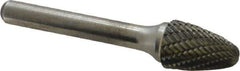 Atrax - 1/2" Cut Diam, 1/4" Shank Diam, Tree with Radius Head Double Cut Burr - Carbide, Radius End, 3/4" LOC, 2-1/2" OAL - Apex Tool & Supply
