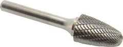 Atrax - 5/8" Cut Diam, 1/4" Shank Diam, Tree with Radius Head Double Cut Burr - Carbide, Radius End, 1" LOC, 2-3/4" OAL - Apex Tool & Supply