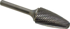 Atrax - 3/4" Cut Diam, 1/4" Shank Diam, Tree with Radius Head Double Cut Burr - Carbide, Radius End, 1-1/2" LOC, 3-1/4" OAL - Apex Tool & Supply