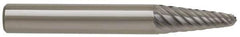 Atrax - 1/4" Cut Diam, 1/4" Shank Diam, Taper Head Single Cut Burr - Radius End, 5/8" LOC, 2" OAL - Apex Tool & Supply