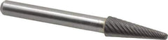 Atrax - 5/16" Cut Diam, 1/4" Shank Diam, Taper Head Single Cut Burr - Radius End, 7/8" LOC, 2-3/4" OAL - Apex Tool & Supply