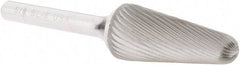 Atrax - 5/8" Cut Diam, 1/4" Shank Diam, Taper Head Single Cut Burr - Radius End, 1-5/16" LOC, 3-3/16" OAL - Apex Tool & Supply