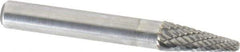 Atrax - 1/4" Cut Diam, 1/4" Shank Diam, Taper Head Double Cut Burr - Radius End, 5/8" LOC, 2" OAL - Apex Tool & Supply