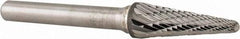 Atrax - 3/8" Cut Diam, 1/4" Shank Diam, Taper Head Double Cut Burr - Radius End, 1-1/16" LOC, 2-15/16" OAL - Apex Tool & Supply