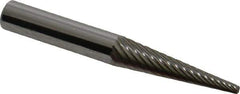 Atrax - 1/4" Cut Diam, 1/4" Shank Diam, Cone Head Single Cut Burr - Carbide, Point End, 1" LOC, 2" OAL - Apex Tool & Supply