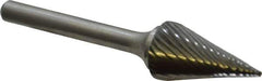 Atrax - 5/8" Cut Diam, 1/4" Shank Diam, Cone Head Single Cut Burr - Carbide, Point End, 1" LOC, 2-7/8" OAL - Apex Tool & Supply