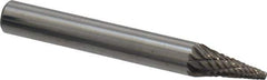 Atrax - 1/4" Cut Diam, 1/4" Shank Diam, Cone Head Double Cut Burr - Carbide, Point End, 1/2" LOC, 2" OAL - Apex Tool & Supply