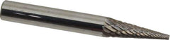 Atrax - 1/4" Cut Diam, 1/4" Shank Diam, Cone Head Double Cut Burr - Carbide, Point End, 3/4" LOC, 2" OAL - Apex Tool & Supply