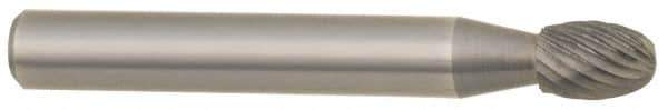 M.A. Ford - 5/8" Cut Diam, 1/4" Shank Diam, Oval Head Single Cut Burr - Carbide, Radius End, 1" LOC, 3" OAL - Apex Tool & Supply