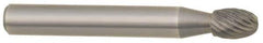 SGS Pro - 3/16" Cut Diam, 1/4" Shank Diam, Oval Head Single Cut Burr - Carbide, Radius End, 5/16" LOC - Apex Tool & Supply