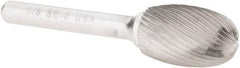 Atrax - 5/8" Cut Diam, 1/4" Shank Diam, Oval Head Single Cut Burr - Carbide, Radius End, 1" LOC, 2-3/4" OAL - Apex Tool & Supply